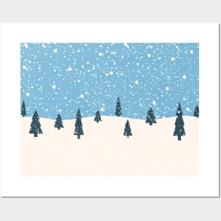 Christmas Trees in Snow Posters and Art